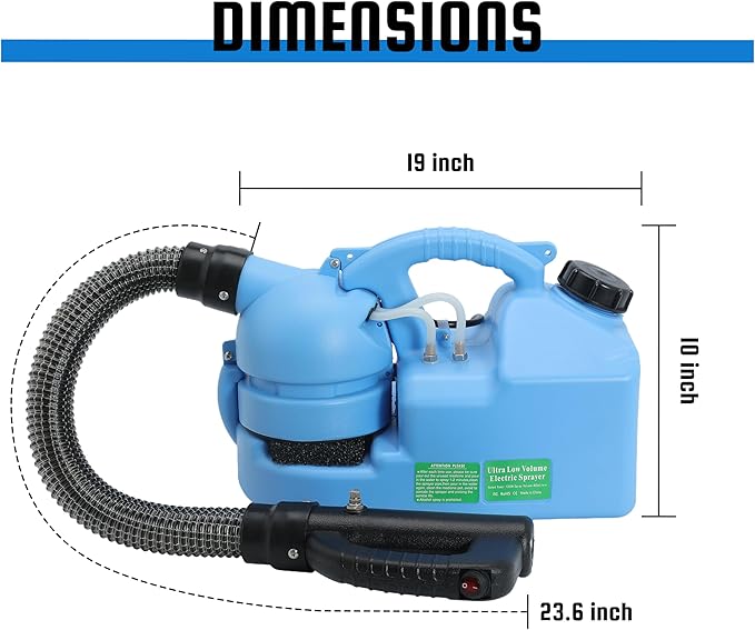 7L (1.85 Gallon) Electric ULV Fogger Machine, Portable Fogger Sprayer Machine Electric Atomizer Ultra Low Volume Sprayer for Home Indoor and Outdoor Cleaning Spraying Use, 1 Pack