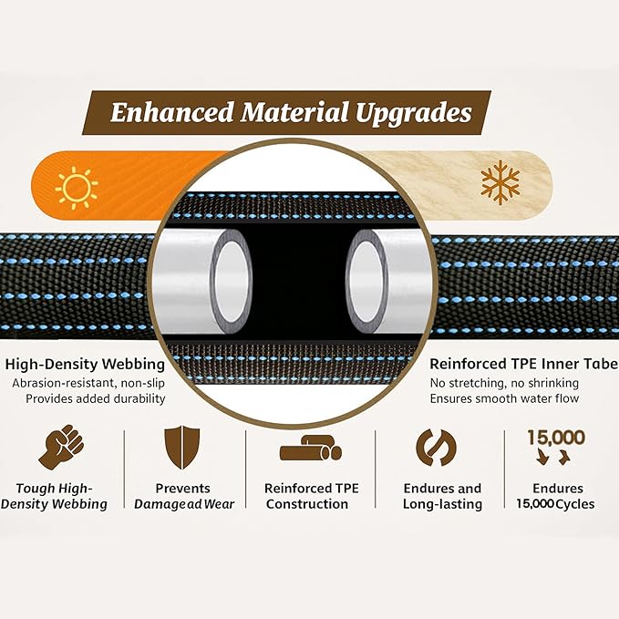 10FT Lightweight Garden Hose,Flexible Water Hose with Solid Brass Head,Kink-Free,Collapsible Hose,High Pressure Flat Water Hose for RV,Boat,Car Wash,Garden,Yard,Camper,Outdoor (BlueBlack, 10 feet)