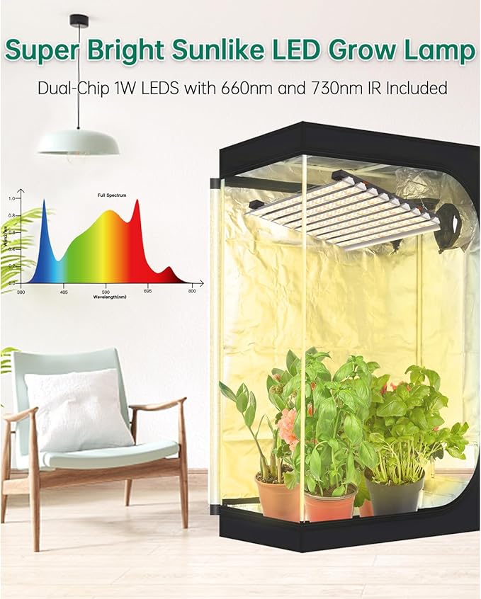 SZHLUX 400W LED Grow Light 4×4ft Coverage with Double Switches, Full Spectrum Grow Light for Indoor Plants, Sunlight Plant Light 864 LEDs for Hydroponic Seedling Veg and Bloom Greenhouse