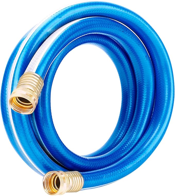 Solution4Patio Short Leader Garden Hose 3/4 in. x 3 ft. -Kink Free, No Leaking, Both Female Brass/Aluminum Fittings -Heavy Duty Durable Flexible Lightweight Water Pipe for Household & Commercial -Blue
