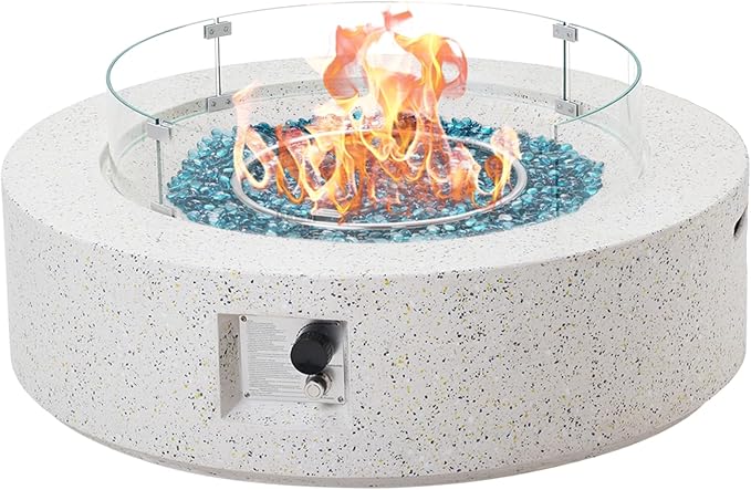 NAGA HABNA 41 Inch Propane Fire Pit Table, Rectangle Outdoor Fire Table w Tank Table (50,000 BTU), 2 Piece Gas Fire Pit w Blue Fire Glass for Garden, Pool, Backyard