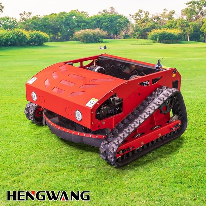 Lawn Mower, Remote Control Lawn, Small Crawler Oil-Electric Hybrid Four-Wheel Drive Lawn Mowing and Weed Whacker, All Terrain Grass Cutter Yard Mower, 50° Climbing (SKD-452-80L)