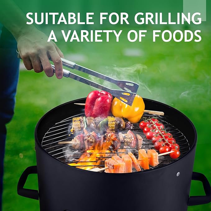 19 Inch BBQ Smoker Grill, 3-in-1 Vertical Charcoal Smoker, Heavy Duty Outdoor Bullet Smokers for Meat with Built-In Thermometer, Air Vent, And 2 Access Doors, Idea for Parties, Backyard, Barbecues