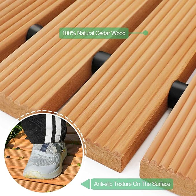 RELIANCER 6' Wooden Garden Pathway,Outdoor Roll Out Cedar Curved Walkway,Patio Path Decorative Garden Boardwalk Walkways,Weather-Resistant Roll Up Beach Wood Road Floor,Wedding Party Pathways