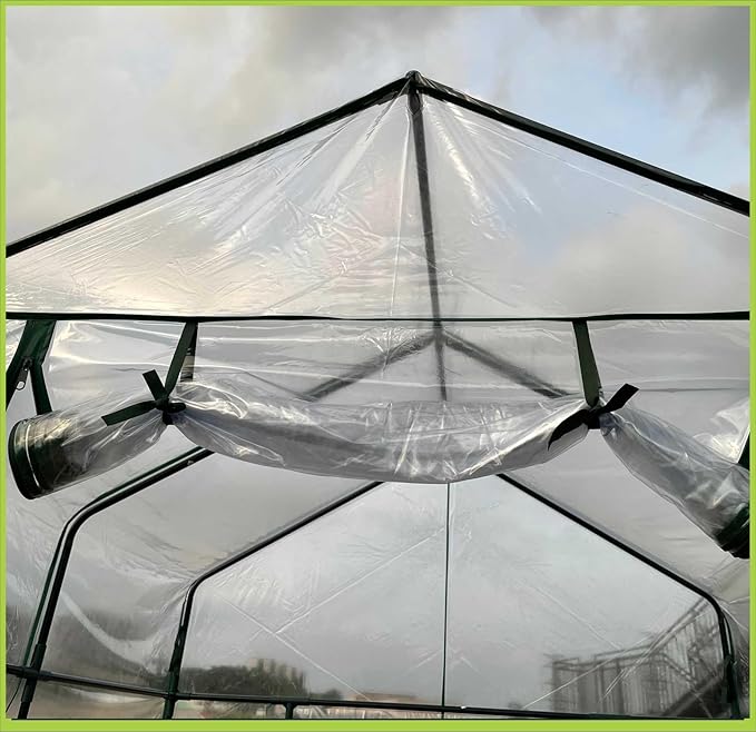 Portable Greenhouse for Outdoors | Walk in Greenhouses Heavy Duty with Durable PE Plant Cover with 3 Tiers of 12 Shelves | Gardening Plant House with Roll-up Zipper Door - 57*57*77 Inches