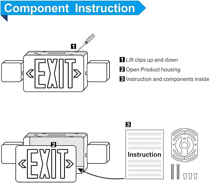 SPECTSUN 10 Pack LED Emergency EXIT Sign Lighting Combo- 120-277V Emergency Exit Lights for Home Power Failure-UL 924 Certified Commercial Emergency Light Fixtures (SPJLEC2RW-WT-10)
