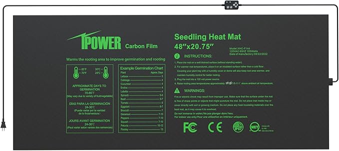 iPower 48"x20.75" Seedling Heat Mat with Built-in Temperature Controller, MET Certified Waterproof Plant Heating Pad, for Germination, Breeding, Brewing