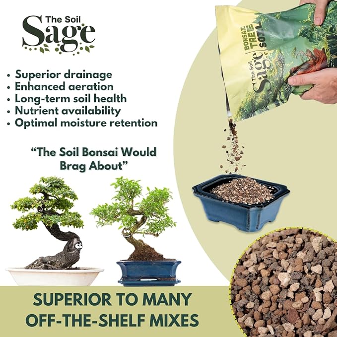 5qts/5l Premium Bonsai Mix - U.S.A. Made Ready to Use - Akadama, Pumice, Lava Rock, Pine Bark Fines - Large Bag for All Bonsai Tree Varieties - High Drainage Potting, Repotting