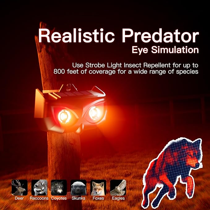 Solar Animal Repeller-Nocturnal Coyote Deterrent with Upgraded Frequency Flashing Lights-Waterproof Deer Repellent Device for Raccoon Fox Skunk-Predator Lights for Chicken Coop Farm Yard Garden (1)