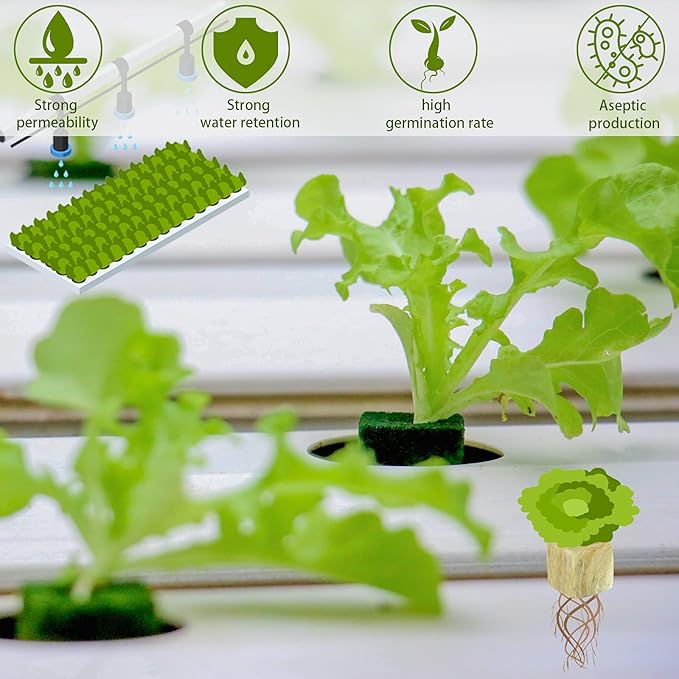 Legigo 1 Inch Rockwool Cubes Seed Starter Plugs for Hydroponics, RockWool Planting Grow Cubes for Hydroponic Tower Garden Soilless Cultivation Plants Germination Cutting Clone (6 Sheet, 300 Plugs)