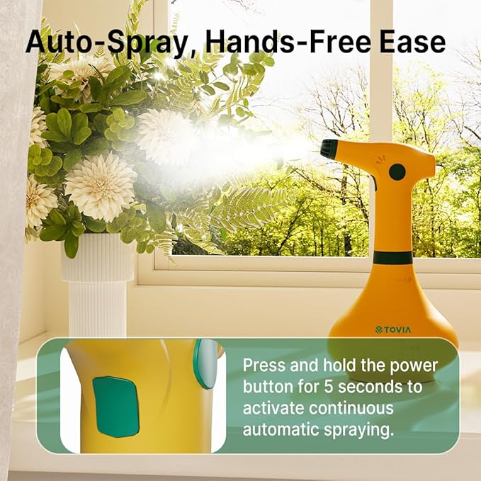 T TOVIA: Garden Sprayer 1 Liter Battery Spray Bottle Powered Electric, Rechargeable, Portable Garden , Plant Mister Spray Bottle , Outdoor and Indoor Plants,Cleans and Gardens, Handheld Powered