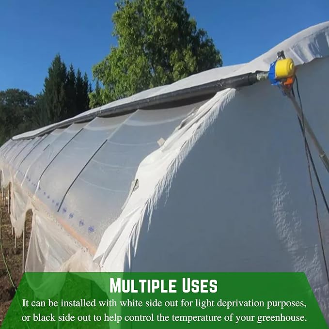 Farm Plastic Supply - Panda Film Light Deprivation Greenhouse Cover - 6 mil - (10' x 75') - 100% Blackout Tarp, Black White Plastic Sheeting, Green House Poly Film