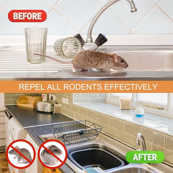 24 Pack Mouse Repellent Pouches,Rodent Repellent for Car Engines,Mouse deterrents That Works,Peppermint Oil to Repel Mice and Rat (Mint)