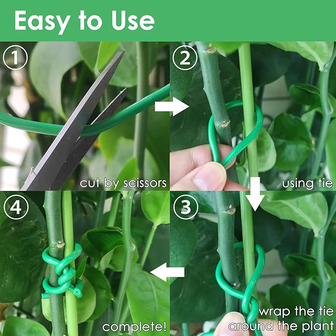 Soft Plant Tie Garden Plant Twist Tie TPR Plant Supply, for Supporting and Fixing Garden Planting Branches Vines, Stems, for Garden, Office, Home Organizing (65.6ft /3.5mm Diameter, Green)