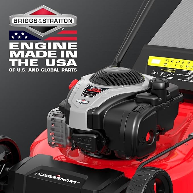 PowerSmart 21-Inch Gas Lawn Mower with B&S Engine, 3-in-1 (Bag/Mulch/Rear Discharge), Self-Propelled, 6 Cutting Heights, Durable Steel Deck, Rear-Wheel Drive