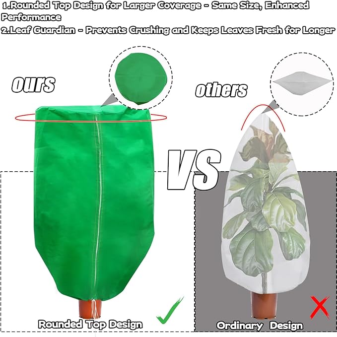 Plant Covers Freeze Protection 4 Packs 47" x32" Winter Rounded Top Frost Cloth Plant Covers Freeze Protection for Outdoor Plants with Zipper and Drawstring