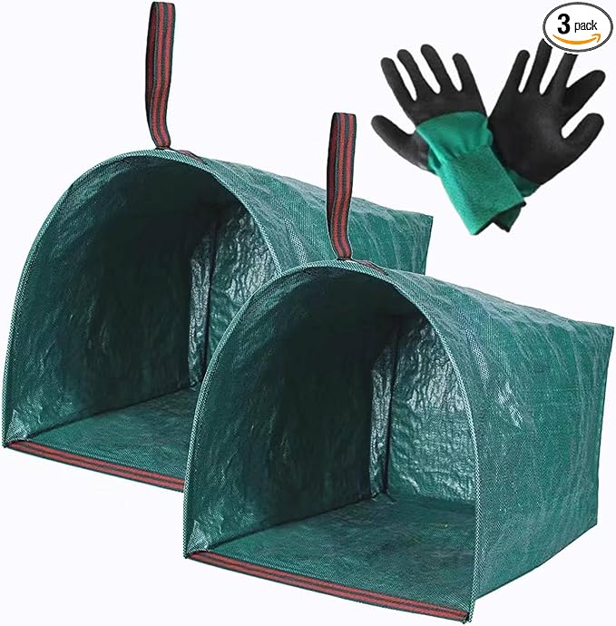 2 PACK Leaf Bag,Lawn Bags,Reuseable Yard Waste Bag, Heavy Duty Lawn and Leaf Bag With Gardening Gloves,40 Gallons Yard Bags for Leaves Lawn Grass Clippings Camping