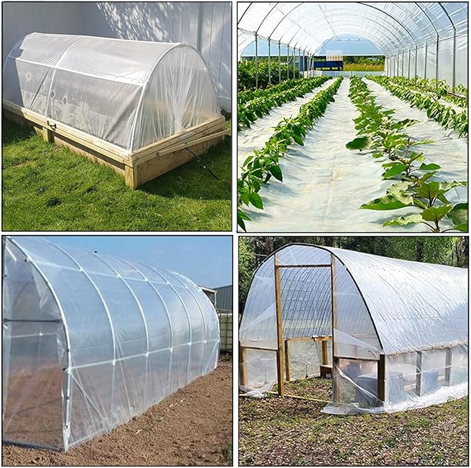 Yowlieu 10' x 26' Clear Greenhouse Plastic Sheeting, 6 Mil UV Resistant Polyethylene Greenhouse Film Hoop Green House Plastic Cover for Farms, Agriculture, Garden