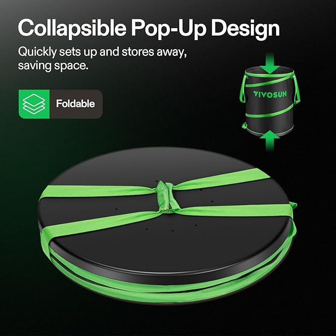 VIVOSUN 30-Gallon Collapsible Trash Can, Reusable Pop-Up Garden Bag with Hard-Shell Bottom, Leaf Scoops and Gloves, Yard Waste Container for Lawn Care and Camping, 2-Pack