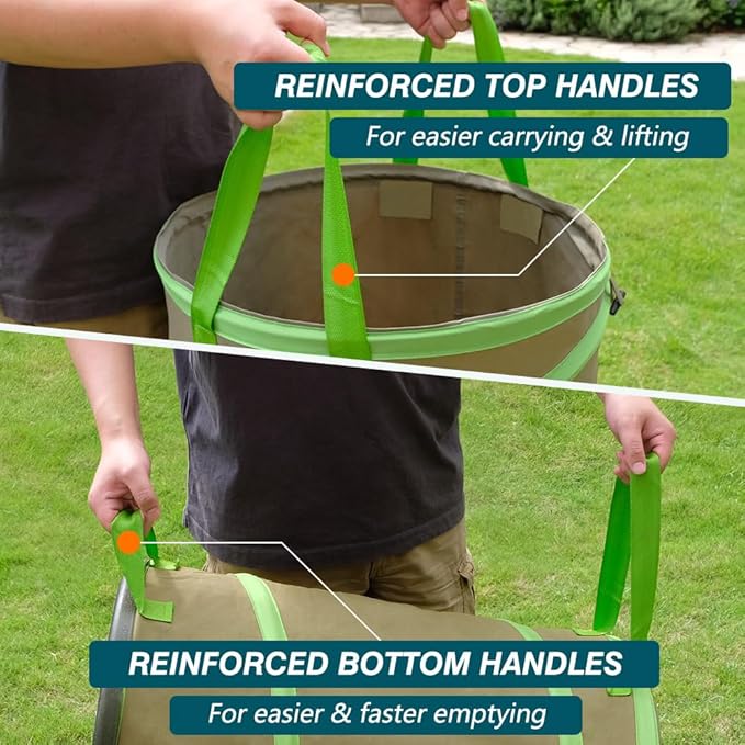 Colwelt Collapsible Leaf Bags 31Gallon, Pop-up Reusable Garden Bag Collapsible for Yard Waste, Heavy Duty Collapsible Trash Can with Hard shell Base, Garden Waste Yard Bags for Yard Garden Camping