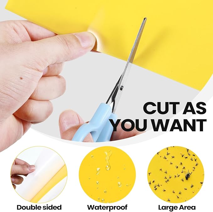 Qualirey 200 Pcs 6 x 8 Inch Sticky Traps for Gnats Dual Sided Fruit Fly Sticky Traps for Indoor and Outdoor Plant with Twist Ties and Plastic Holders for Flying Plant Insect, Fungus Gnats (Yellow)