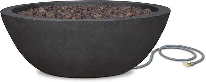 Real Flame Riverside Propane or Natural Gas Fire Pit - Stainless Steel Burners, Natural Gas Conversion Kit Included - 50,000 BTUs of Heat, Battery Operated - Push Button Ignition