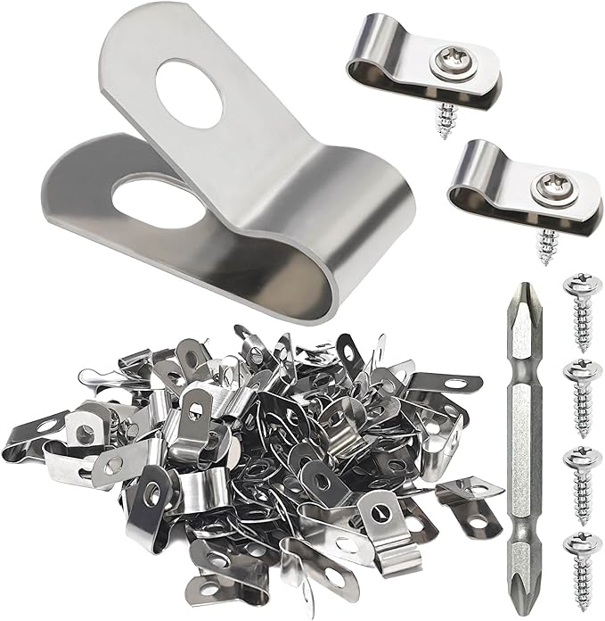 BESTEEL Upgraded 400 Pcs T304 Stainless Steel Wire Clips Cord Clamp Agricultural Fencing Fence Wire Clamps for 4, 6, 8, and 10-16 Gauge Wire Fencing Livestock Fencing Clips for Wood, Metal or Vinyl