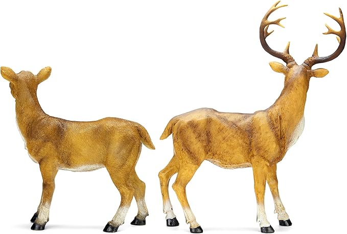JHVYF Adorable Resin Deer Statue Decor for Garden Yard Buck & Doe Lying Outdoor Sculptures for Home Decor 319-322