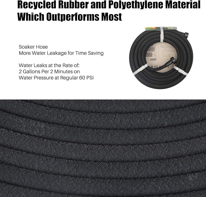 Soaker Hose 15ft Saves 70%Water Perfect Delivery of Water Great for Garden Flower Bed (5/8inch)… (5-8-15ft)