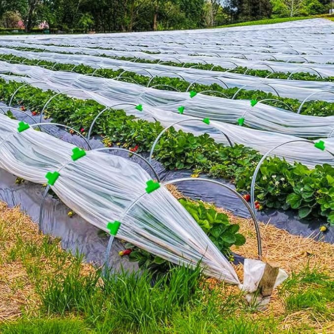 40pcs Greenhouse Netting Clamps, 16mm Garden Hoops Plant Clips, Outside Patio Film Row Cover Netting Tunnel Frame for Fixing PVC Tubes Shading Net Rod Shelters Clip, Plastic, Non-Slip, Green