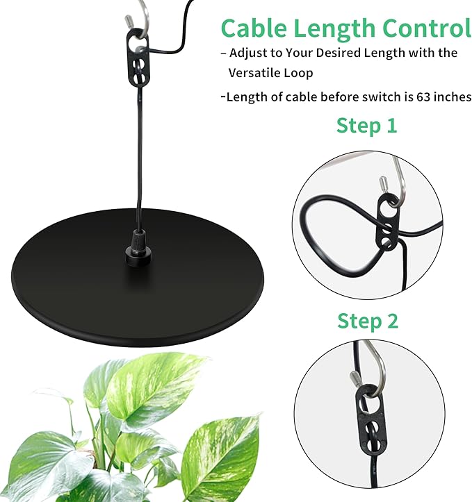 chiphy Hanging Grow Lights for Indoor Plants, 40W Full Spectrum with 3/9/12 Hours Timer, Pendant Plant Lights for Indoor Growing, Large Tall Plant, Garden, Flowers, Greenhouse,16.7FT Power Cord