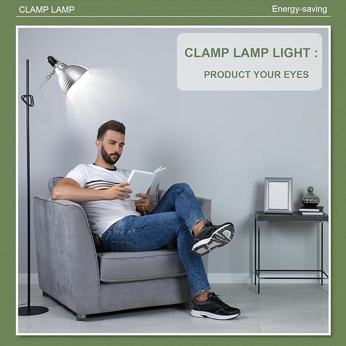 Macarrie 20 Pcs Adjustable Clamp Lamp Light with Aluminum Reflector Up to 150 Watt (No Bulb Included) E26 Socket SPT-2 18awg 6FT Cord(5.5 Inch)