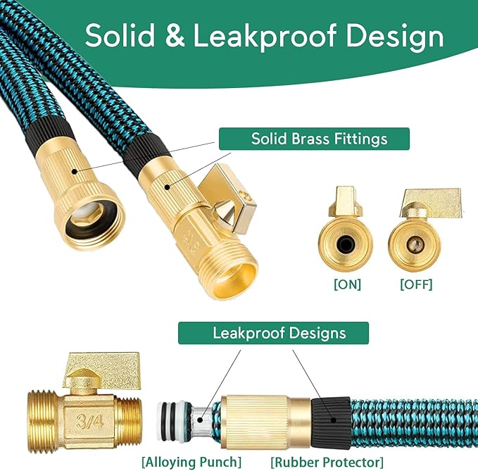 Expandable Garden Hose 75 ft, 2025 New No Kink Flexible Water Hose 75ft with 10 Pattern Spray Nozzle, Extra Strong Brass Connectors, Reinforced Expanding Latex Core, Ultra Lightweight & Collapsible