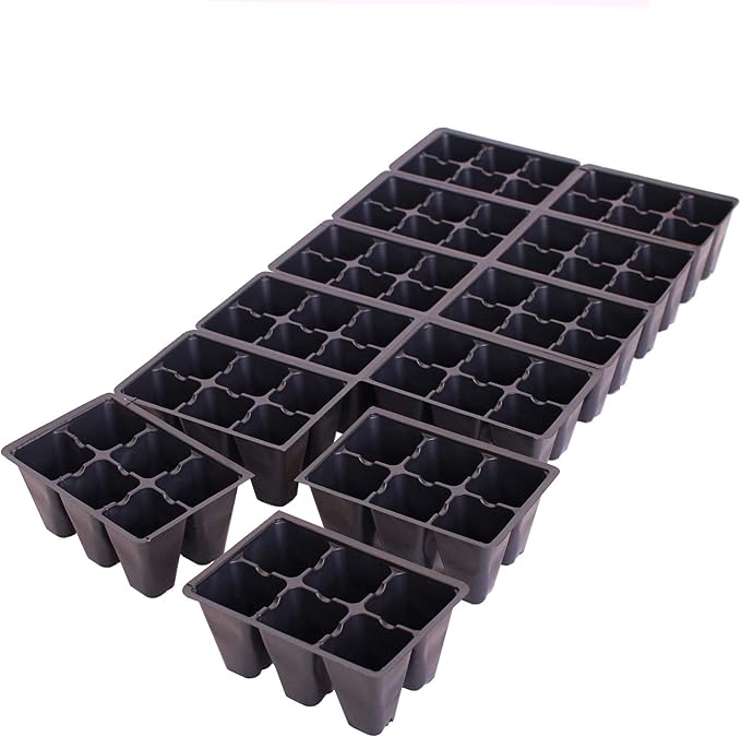 Handy Pantry Black Plastic Garden Tray Inserts – 10 Sheets, 72 Planting Pot Cells Each – 2x3 Nested x12 Configuration – Ideal for Nursery, Greenhouse, Seed Starting, and Vegetable Gardening