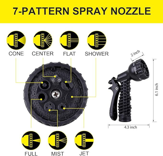 FOXEASE Metal Garden Hose 50 ft - Stainless Steel Water Hose with 2 Nozzles, Lightweight, Tangle Free & Kink Free, Heavy Duty, High Pressure, Flexible, Dog Proof