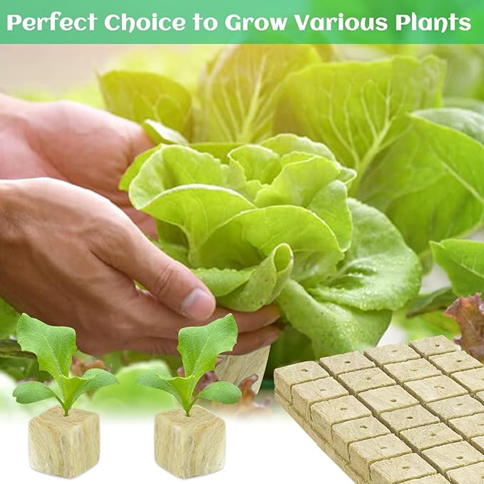 Legigo 2 Inch Rockwool Cubes for Hydroponics Seed Starter, Rock Wool Planting Cubes Hydroponic Garden Grow Plugs for Soilless Cultivation Plants Cutting Germination Clone(2 Sheet, 96 Plugs)