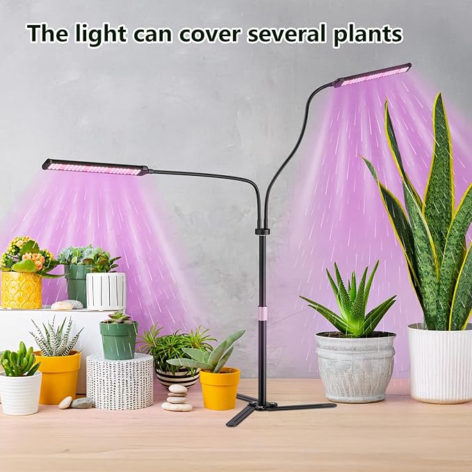 Super-Energy Tabletop LED Grow Lights 9.8"-32"Height Adjustable for Indoor Small/Medium Plants 6000K Full Spectrum with 3 Dimmable Model, Auto On Off Timing 3 9 12Hrs,5 Brightness(Strip Black)