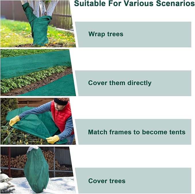 NNG 10x50ft Plant Covers Freeze Protection Frost Blankets 1.35oz/yd² Non-Woven Fabric Floating Row Cover Plant Blanket Protector Garden Winterize for Winter Outdoor Plants,Vegetables
