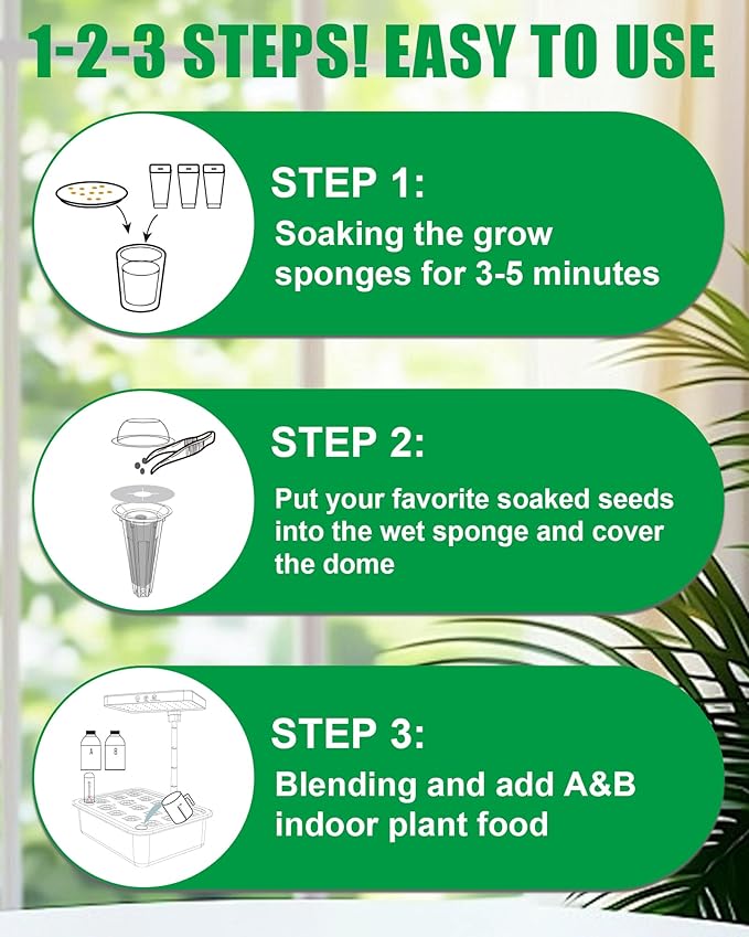 51Pcs Hydroponic Pods Kit:Supplies for Aerogarden Pods,12 Grow Sponges,12 Grow Baskets,12 Pod Labels,12 Grow Domes,with 200ml Plant Food Nutrient,1 Tweezers - Hydroponics Supplies for Most Brand