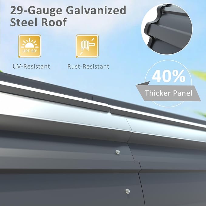 MUPATER 10 x 15 FT Heavy Duty Metal Carport, Outdoor Garage Car Shelter Shade with Heavier Metal Frame, Metal Roof and Bolts for Car, and Boats, Grey