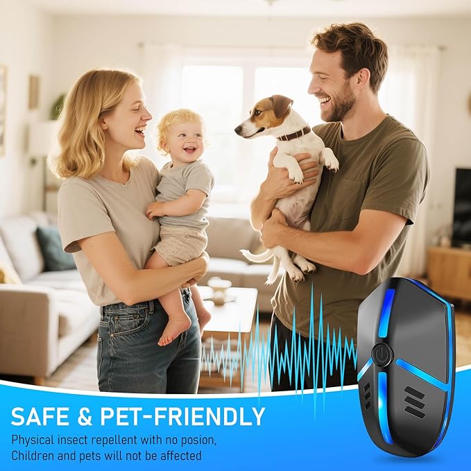 2025 Upgraded Ultrasonic Repeller Indoor Insect Repeller 6 Pack, for Roach, Mice, Spiders, Mouse, Rodent Repellent Electronic Plug-in, Pest Control, 2 Mode Switching Large Area Coverage (6)