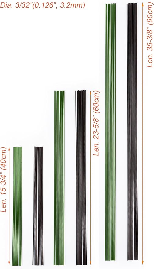 20-PCs 15-3/4" Plastic Coated Orchid Stakes for Plants Support, Bendable Orchid Support Stakes - Green