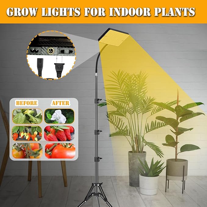 Smart Control Tall Bonsai Tree Grow Light with Stand and Timer, 25 Watt Standing Plant Growing Lamps for Large Houseplants, Adjustable 12"-48" Tripod Stand Grow Light