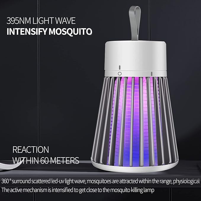 Bug Zapper Outdoor,Electric Mosquito Zapper Portable Camp Mosquito Killer,Rechargeable Indoor Fly Zapper,Electric Fly Zapper,Fly Traps,Flying Insects Zapper Indoor Outdoor (Green)