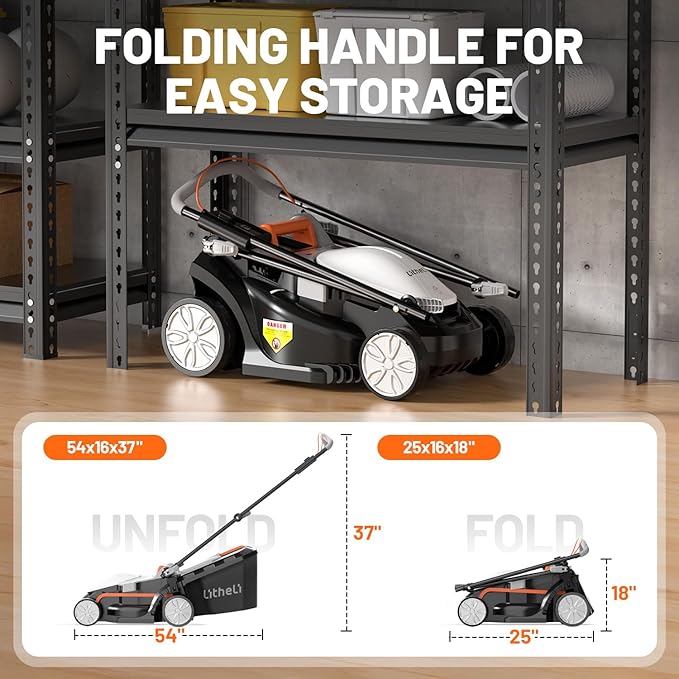 Litheli Cordless Lawn Mower 13 Inch, U20 Handy+ 20V Electric Lawn Mowers for Garden, Yard and Farm, 5 Heights Adjustment, Light Weight,2 x 4.0Ah Portable Battery Included