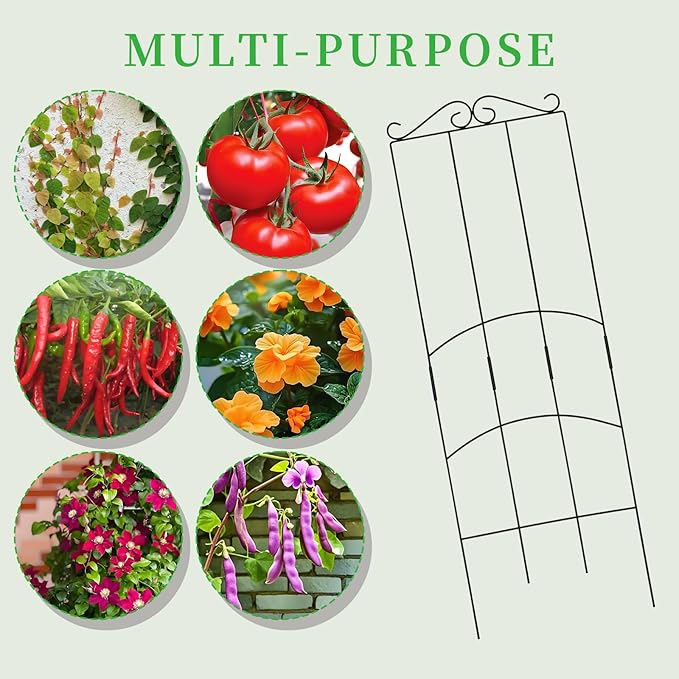32 Inch Metal Plant Trellis for Climbing Plants Outdoor,4 Pack Garden Trellis for Potted Climbing Plants Indoor Houseplants Flowers Vine Ivy,Black,Rectangle