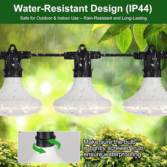 Outdoor Grow Lights Waterproof, Full Spectrum String Grow Light with 22FT Light String Cord for Seedling, Veg, Flower in Greenhouse, Garden, Backyard, Farm (6 Lights, with Smart Plug)