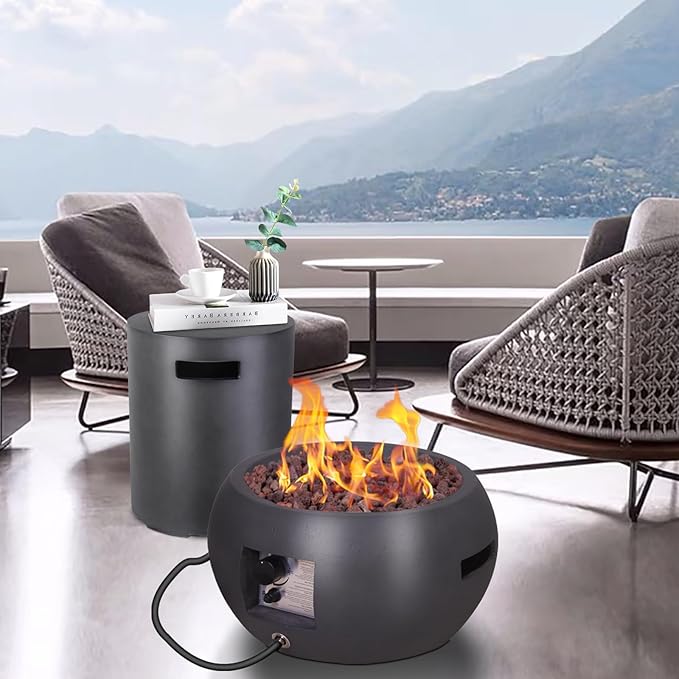 Afterglow 16" Propane Tank Cover Table, Round Tank Container Fits Standard 20 lbs Propane Tank Outdoor Gas Tank, Deck Backyard Patio, Dark Grey