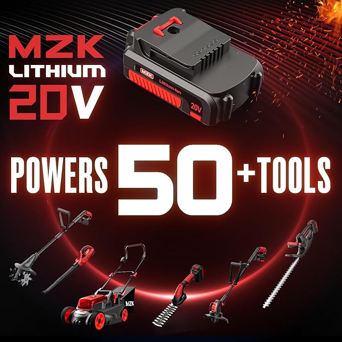 MZK 20V Cordless Tiller Cultivator with Steel Tines,8-inch Wide Battery Powered Garden Cultivator, 360RPM Electric Tiller for Lawn/Gardening/Soil Cultivation(2 * 2AH Battery&Charger Included),TC08D01