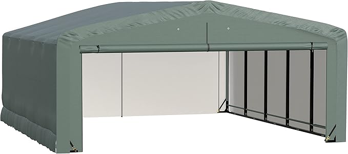ShelterLogic ShelterTube Garage & Storage Shelter, 20' x 23' x 10' Heavy-Duty Steel Frame Wind and Snow-Load Rated Enclosure, Green